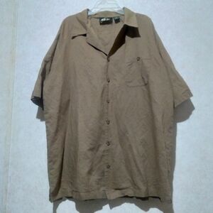 Valdise XL men's short sleeve button up collar tshirt in caramel brown color